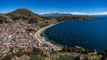 Copacabana Bay beside Lake Titicaca in Bolivia in September.