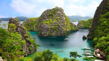 Landscape of Palawan province in the Philippines in October.